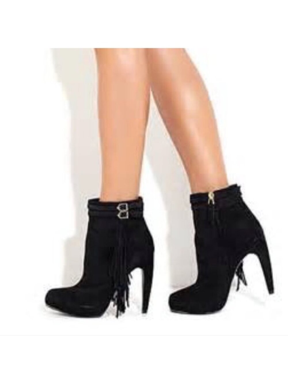 Sam Edelman Keegan Black Suede ankle boots with fringe almost new